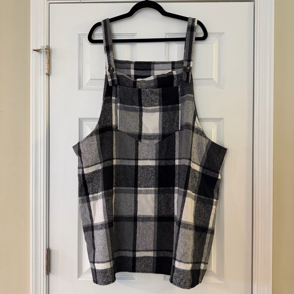Black & White Plaid Mini Overall Fall Fashion Dress